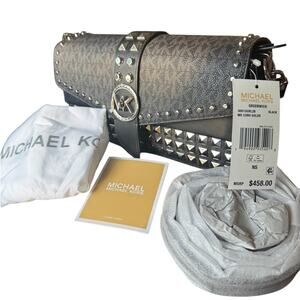 Micheal Kors Greenwich Medium Studded Logo Shoulder Bag